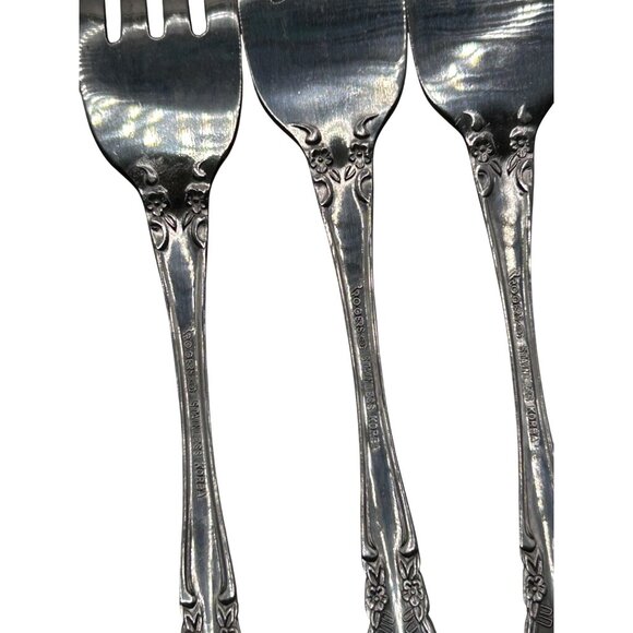 Stanley Roberts "Delight" Floral & Scrolls Silverware Set Of 8 Dinner Forks - Picture 5 of 6